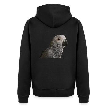 Graupapagei - Unisex Premium Bio Zip Hoodie - Schwarz - Hinten - Nico (187cm)