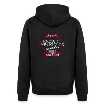 under construction gym buddy gift fit gymnast - Unisex Premium Bio Zip Hoodie - Schwarz - Hinten - Nico (187cm)