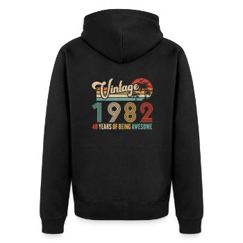 Vintage 1982 Anniversary 40 years to be Awesome - Unisex Premium Organic Zip Hoodie - black - Back - Nico (187cm)