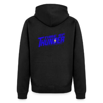 BLUE POWER - Unisex Premium Organic Zip Hoodie - black - Back - Nico (187cm)