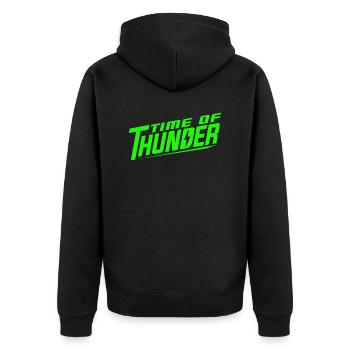 GREEN POWER - Unisex Premium Bio Zip Hoodie - Schwarz - Hinten - Nico (187cm)