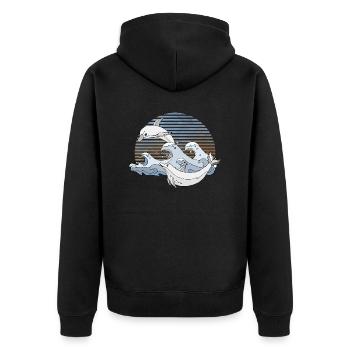 Delphine - Unisex Premium Bio Zip Hoodie - Schwarz - Hinten - Nico (187cm)