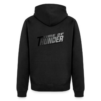 COLORMIX POWER - Unisex Premium Bio Zip Hoodie - Schwarz - Hinten - Nico (187cm)
