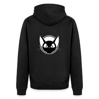 Maus schwarz-weiß Motiv, cooles Design, Sticker - Unisex Premium Bio Zip Hoodie - Schwarz - Hinten - Nico (187cm)