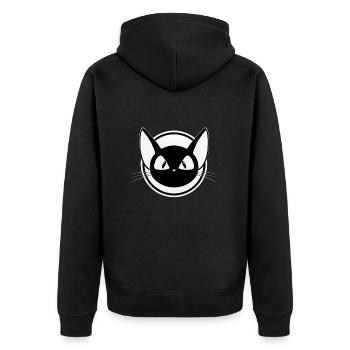 Maus schwarz-weiß Motiv, cooles Design, Sticker - Unisex Premium Bio Zip Hoodie - Schwarz - Hinten - Nico (187cm)