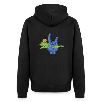 Unkraut ist Metal - Unisex Premium Bio Zip Hoodie - Schwarz - Hinten - Nico (187cm)