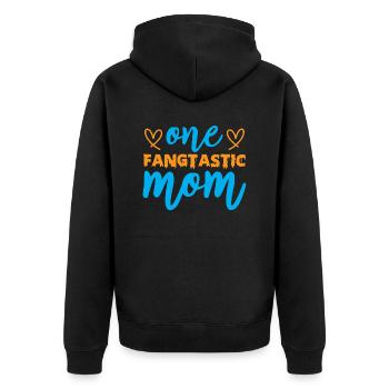 One fangtastic mom - Halloween-Humor - Unisex Premium Bio Zip Hoodie - Schwarz - Hinten - Nico (187cm)