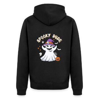 Spooky Dude Kumpel Geist Spuk Halloween - Unisex Premium Bio Zip Hoodie - Schwarz - Hinten - Nico (187cm)