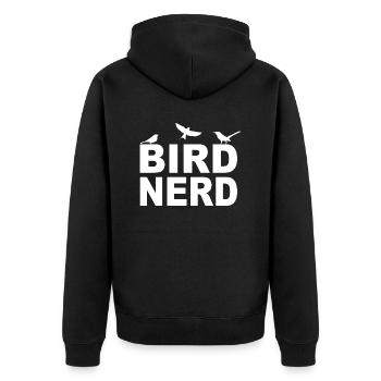 Vogel Bird Nerd lustiger Spruch - Unisex Premium Bio Zip Hoodie - Schwarz - Hinten - Nico (187cm)