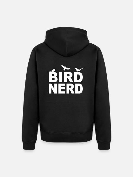 Bird Bird Nerd hauska sanonta - Premium unisex luomu-huppari vetoketjulla - musta