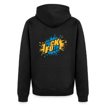 Conception du logo Puck Futin - Veste à capuche bio Premium Unisexe - noir - Dos - Nico (187cm)