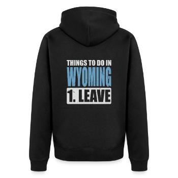 Wyoming Meme - Unisex Premium Bio Zip Hoodie - Schwarz - Hinten - Nico (187cm)