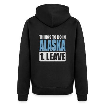 Alaska Meme - Unisex Premium Bio Zip Hoodie - Schwarz - Hinten - Nico (187cm)