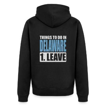 Delaware Meme - Unisex Premium Bio Zip Hoodie - Schwarz - Hinten - Nico (187cm)