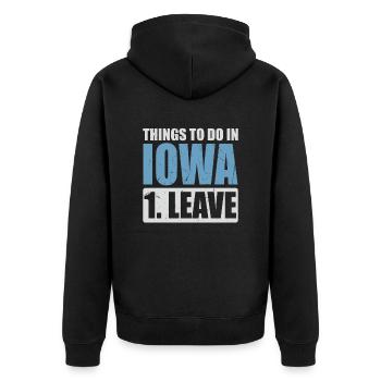Iowa Meme - Unisex Premium Bio Zip Hoodie - Schwarz - Hinten - Nico (187cm)
