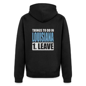 Louisiana Meme - Unisex Premium Bio Zip Hoodie - Schwarz - Hinten - Nico (187cm)