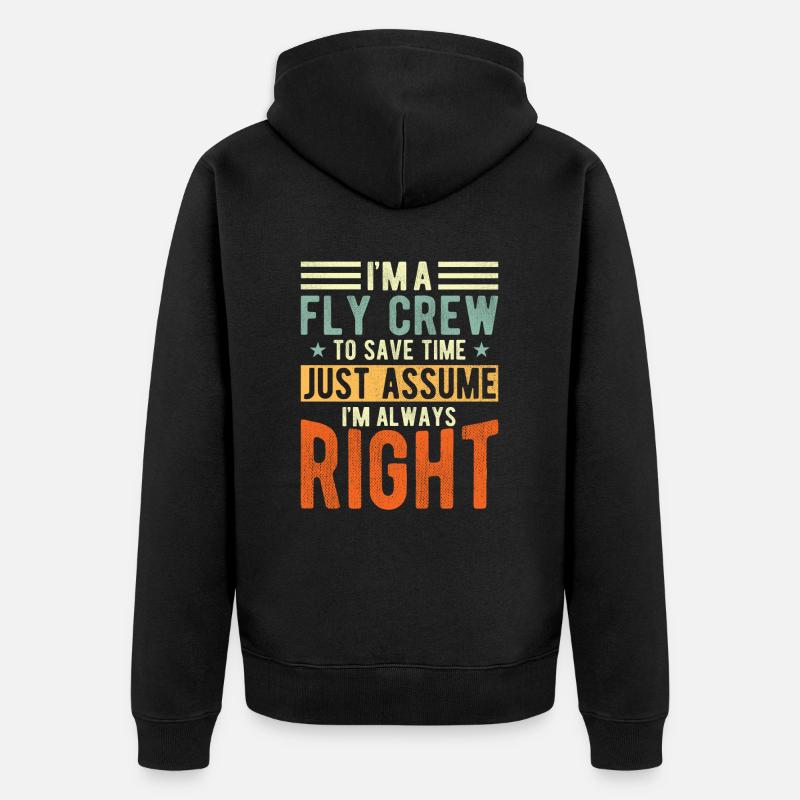 Fly Crew - Unisex Premium Bio Zip Hoodie - Schwarz