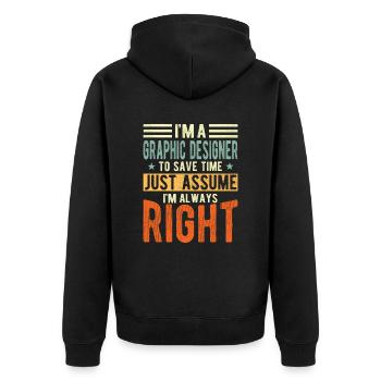 Designers - Unisex Premium Organic Zip Hoodie - black - Back - Nico (187cm)