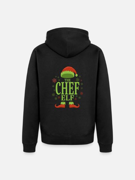 Chef Christmas Elf - Unisex Premium Organic Zip Hoodie - black