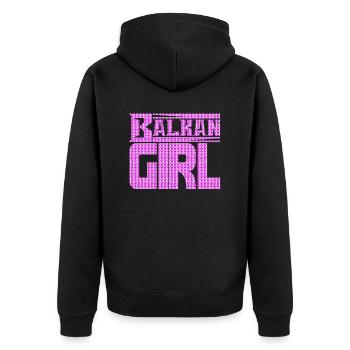 Balkan Kroatien Bosnien Serbien juge exyu Junge Mädchen - Unisex Premium Bio Zip Hoodie - Schwarz - Hinten - Nico (187cm)