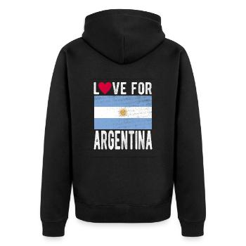 ARGENTINA flag - Unisex Premium Organic Zip Hoodie - black - Back - Nico (187cm)