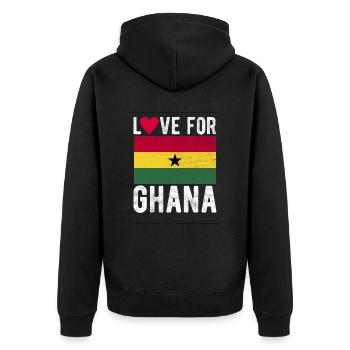 Ghana Fahne - Unisex Premium Bio Zip Hoodie - Schwarz - Hinten - Nico (187cm)