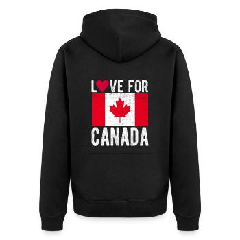 Canada Flag - Unisex Premium Organic Zip Hoodie - black - Back - Nico (187cm)