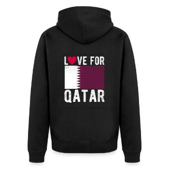 Katar Fahne - Unisex Premium Bio Zip Hoodie - Schwarz - Hinten - Nico (187cm)