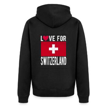 Drapeau de la Suisse - Veste à capuche bio Premium Unisexe - noir - Dos - Nico (187cm)