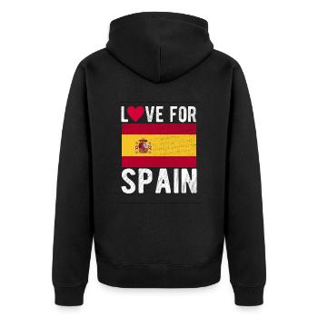 Spain Flag - Unisex Premium Organic Zip Hoodie - black - Back - Nico (187cm)