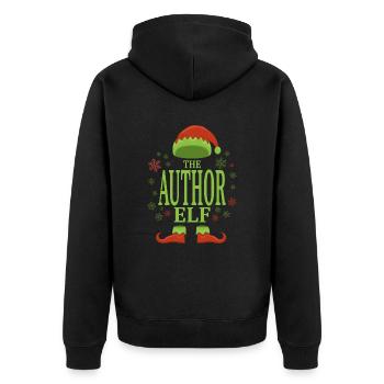 Autor Weihnachtself - Unisex Premium Bio Zip Hoodie - Schwarz - Hinten - Nico (187cm)