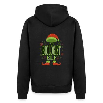 Biologist Christmas Elf - Unisex Premium Organic Zip Hoodie - black - Back - Nico (187cm)