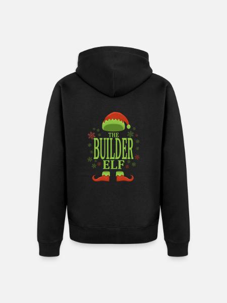 Construction worker Christmas elf - Unisex Premium Organic Zip Hoodie - black