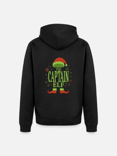 Captain Christmas Elf - Unisex Premium Organic Zip Hoodie - black