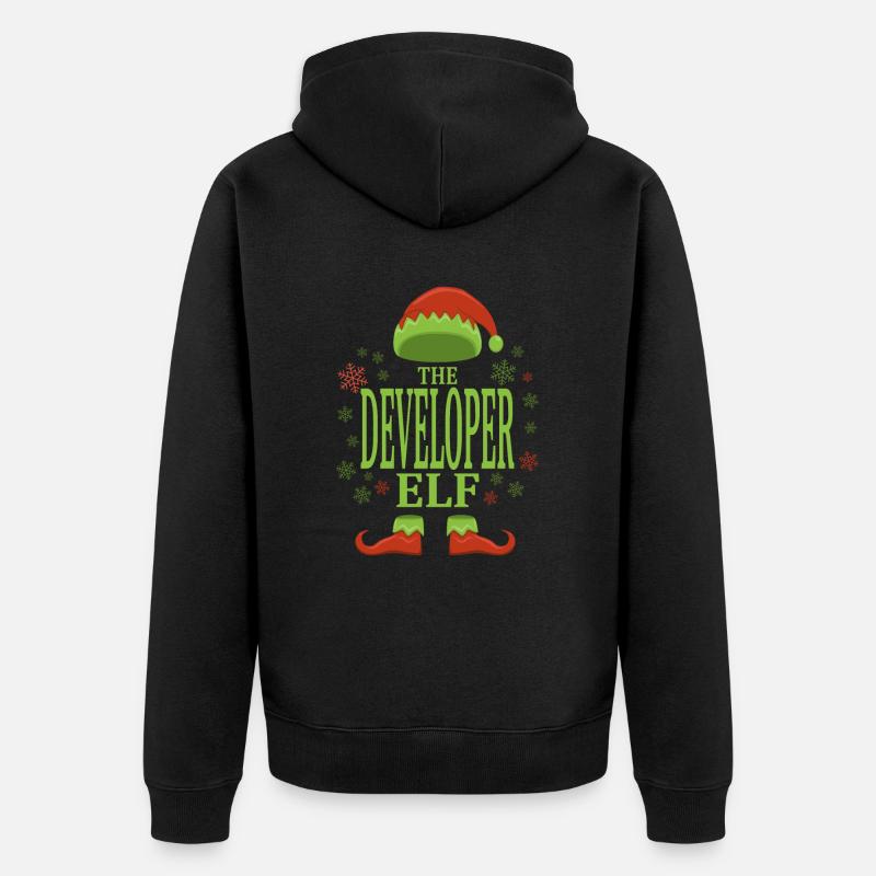 Software Developer Christmas Elf - Unisex Premium Organic Zip Hoodie - black