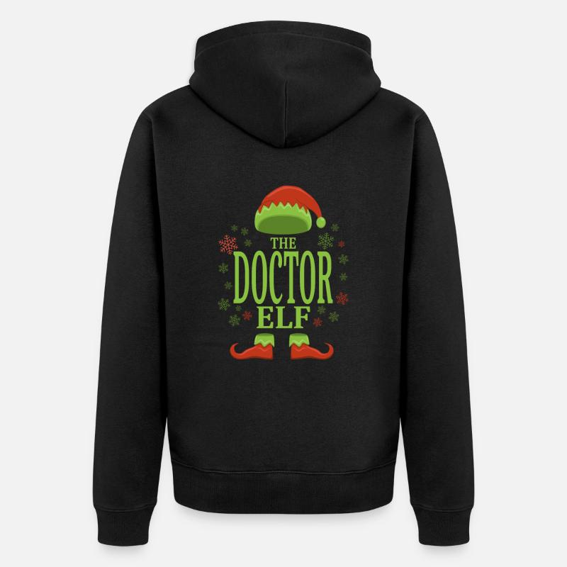 Doktor Weihnachtself - Unisex Premium Bio Zip Hoodie - Schwarz