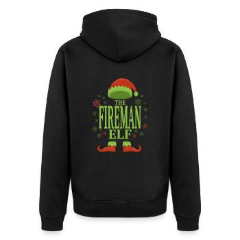 Feuerwehrmann Weihnachtself - Unisex Premium Bio Zip Hoodie - Schwarz - Hinten - Nico (187cm)