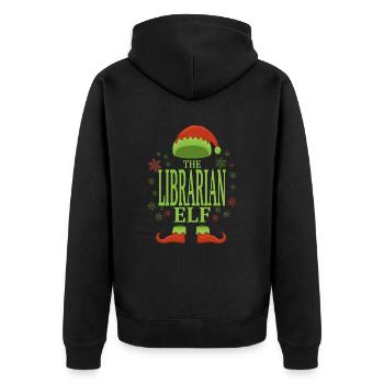 Bibliothécaire lutin de Noël - Veste à capuche bio Premium Unisexe - noir - Dos - Nico (187cm)