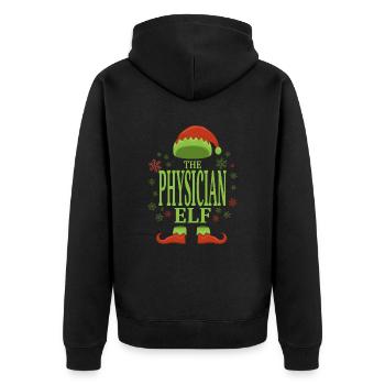 Arzt Weihnachtself - Unisex Premium Bio Zip Hoodie - Schwarz - Hinten - Nico (187cm)
