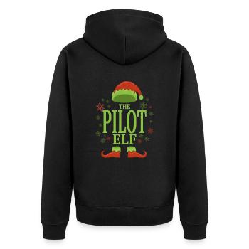 Pilot Christmas Elf - Unisex Premium Organic Zip Hoodie - black - Back - Nico (187cm)
