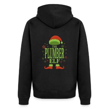 Klempner Weihnachtself - Unisex Premium Bio Zip Hoodie - Schwarz - Hinten - Nico (187cm)