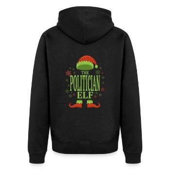 Politiker Weihnachtself - Unisex Premium Bio Zip Hoodie - Schwarz - Hinten - Nico (187cm)