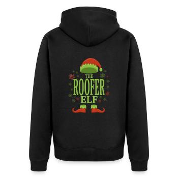 Roofer Christmas Elf - Unisex Premium Organic Zip Hoodie - black - Back - Nico (187cm)