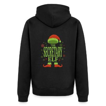 Sekretärin Weihnachtself - Unisex Premium Bio Zip Hoodie - Schwarz - Hinten - Nico (187cm)