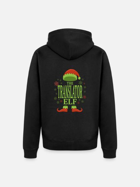 Translator Christmas Elf - Unisex Premium Organic Zip Hoodie - black