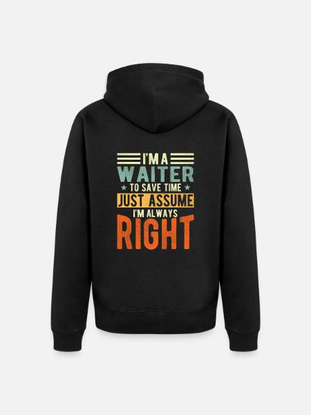 Waiter - Unisex Premium Organic Zip Hoodie - black