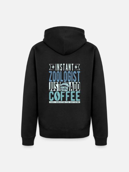 Zoologe Kaffee Spruch - Unisex Premium Bio Zip Hoodie - Schwarz