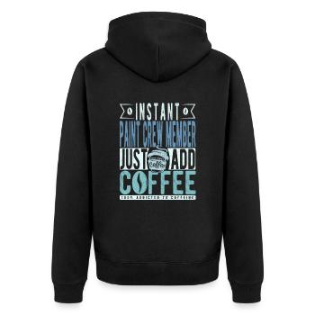 Peinture d’un membre de l’équipe en disant café - Veste à capuche bio Premium Unisexe - noir - Dos - Nico (187cm)