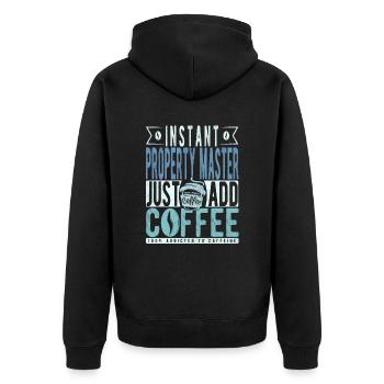 Real Estate Master Coffee Quote - Unisex Premium Organic Zip Hoodie - black - Back - Nico (187cm)
