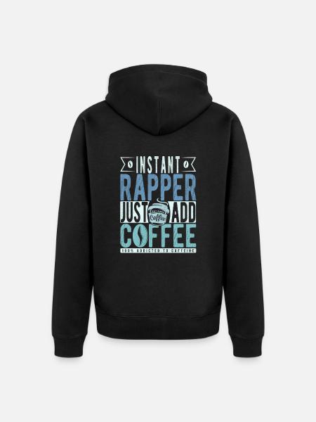 Rapper coffee saying - Unisex Premium Organic Zip Hoodie - black